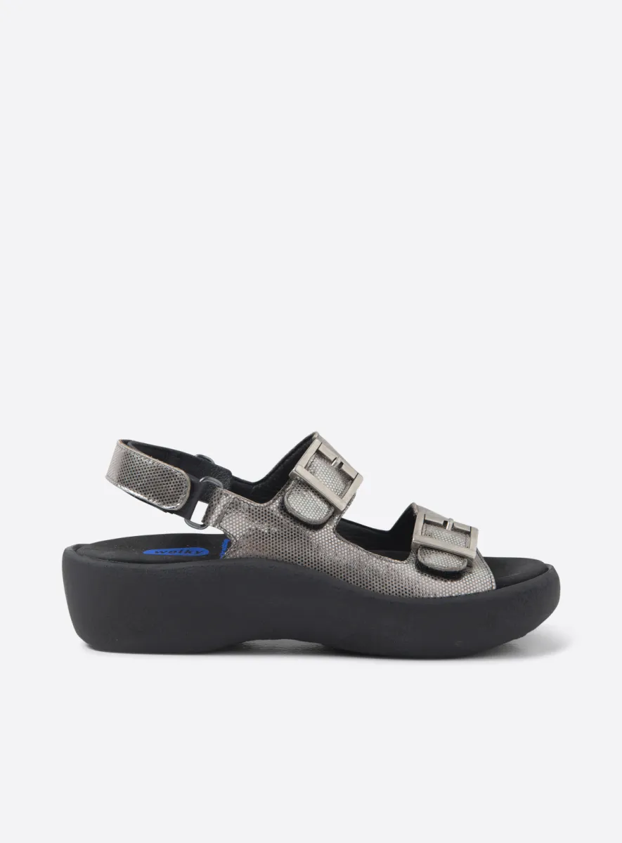 Wolky Fortune - grijs metallic leer Sandalen voor dames