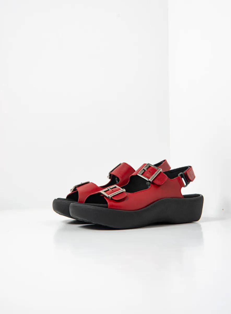 Wolky Fortune - rood leer Sandalen voor dames