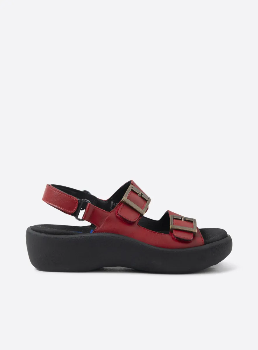 Wolky Fortune - rood leer Sandalen voor dames