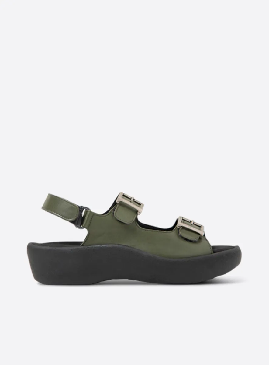 Wolky Fortune - saliegroen leer Sandalen voor dames