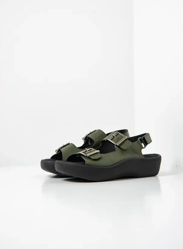 Wolky Fortune - saliegroen leer Sandalen voor dames