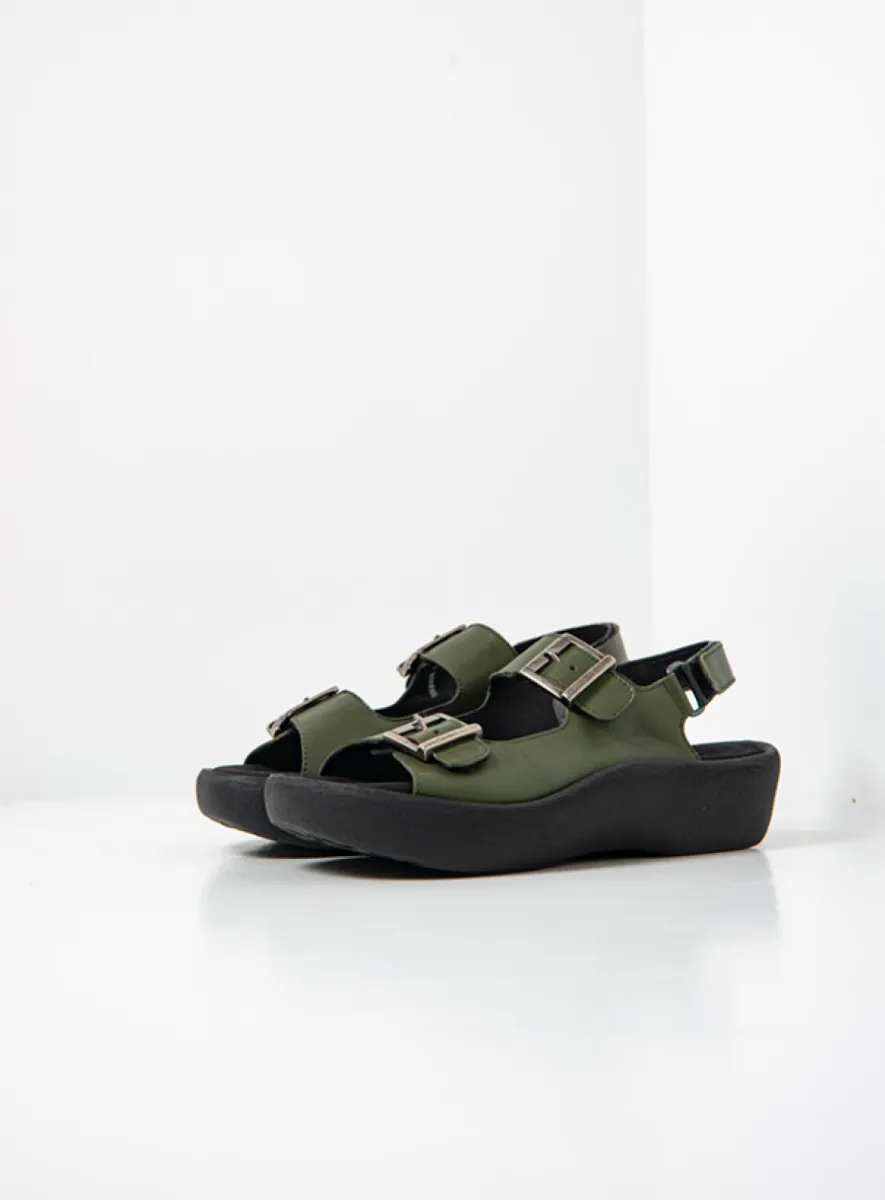 Wolky Fortune - saliegroen leer Sandalen voor dames