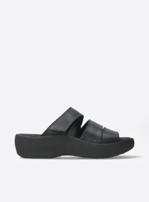 Wolky Aporia - zwart leer Slippers voor dames