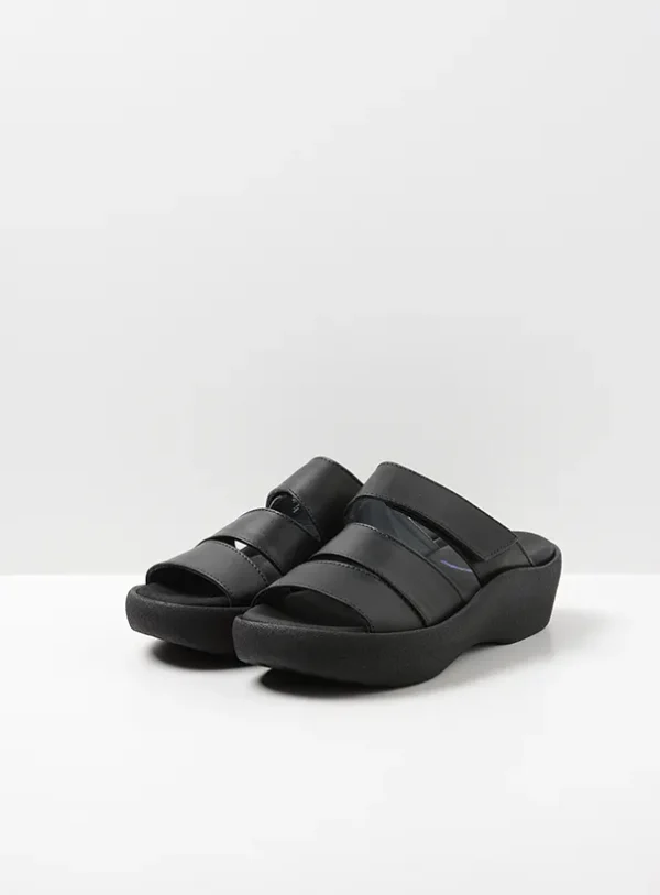 Wolky Aporia - zwart leer Slippers voor dames