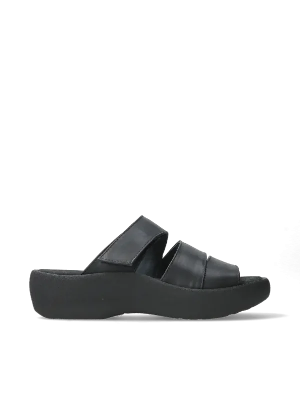 Wolky Aporia - zwart leer Slippers voor dames