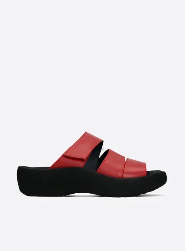 Wolky Aporia - rood leer Slippers voor dames