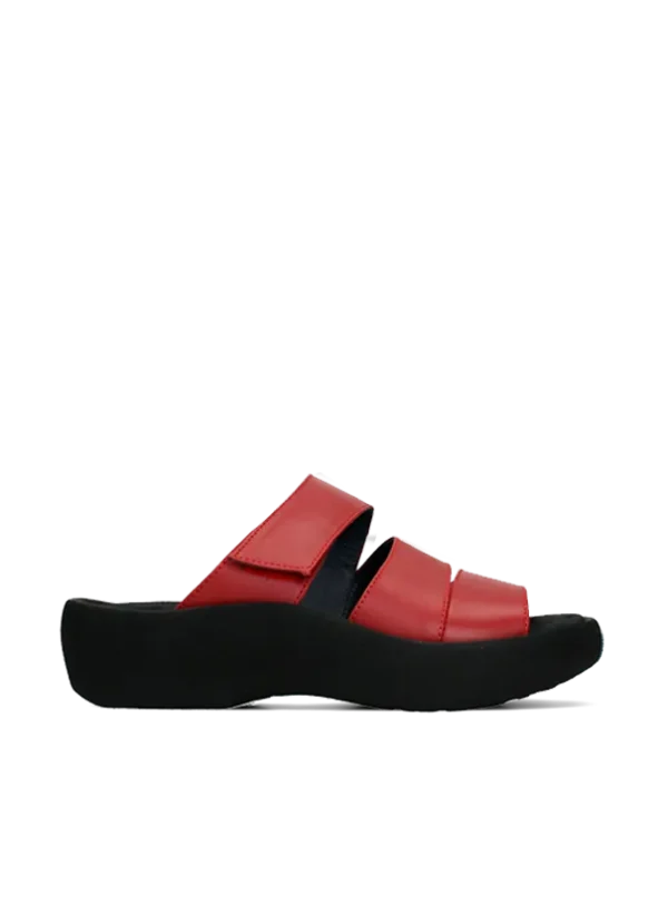 Wolky Aporia - rood leer Slippers voor dames