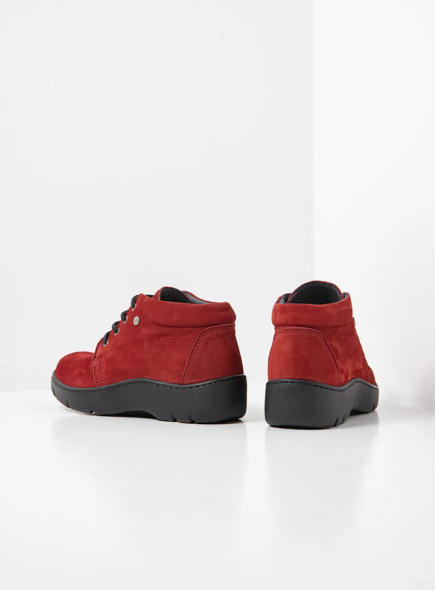Wolky Tardac WR - kersenrood nubuck Hoge veterschoenen voor dames