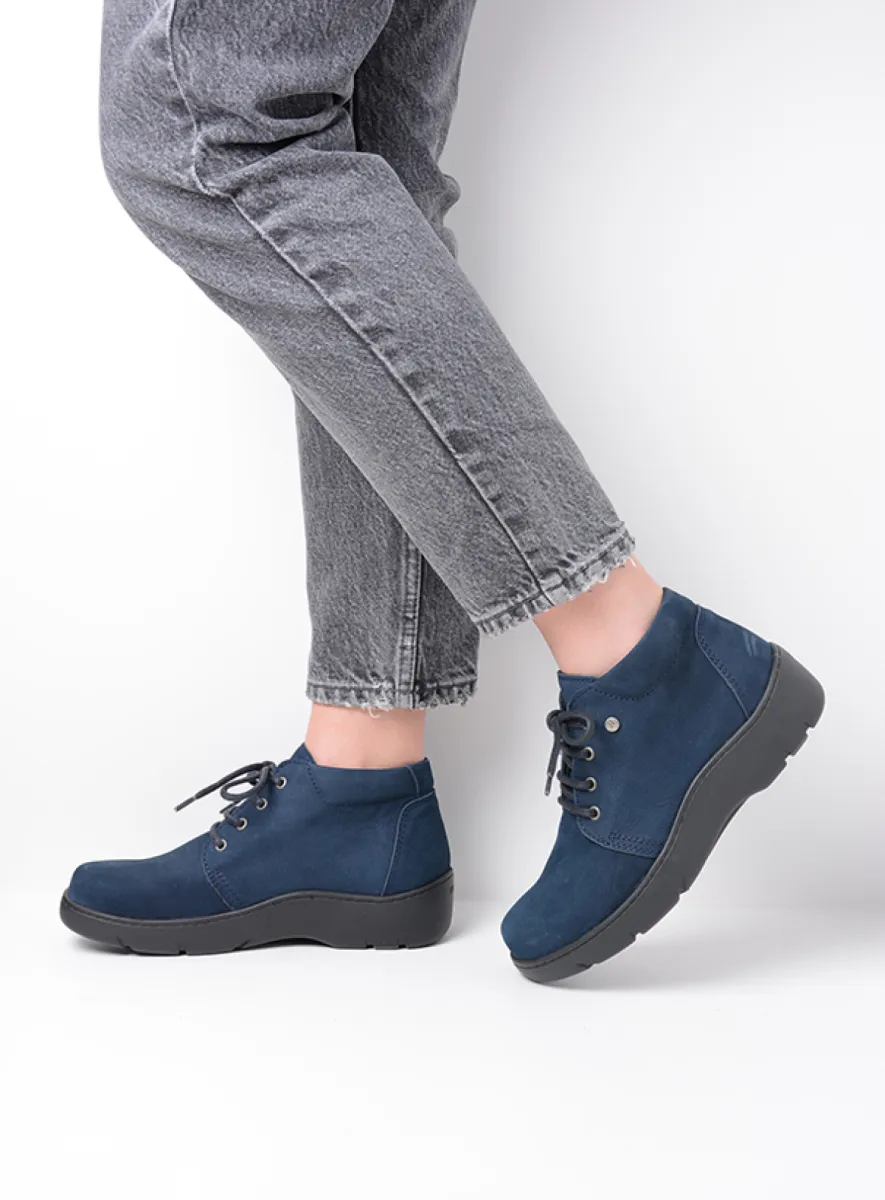 Wolky Tardac WR - donkerblauw nubuck Hoge veterschoenen voor dames