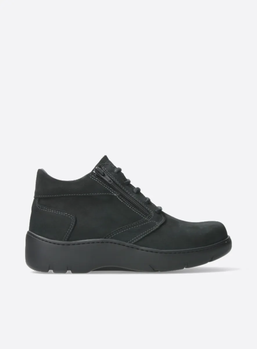 Wolky Annemarie - zwart nubuck Hoge veterschoenen voor dames