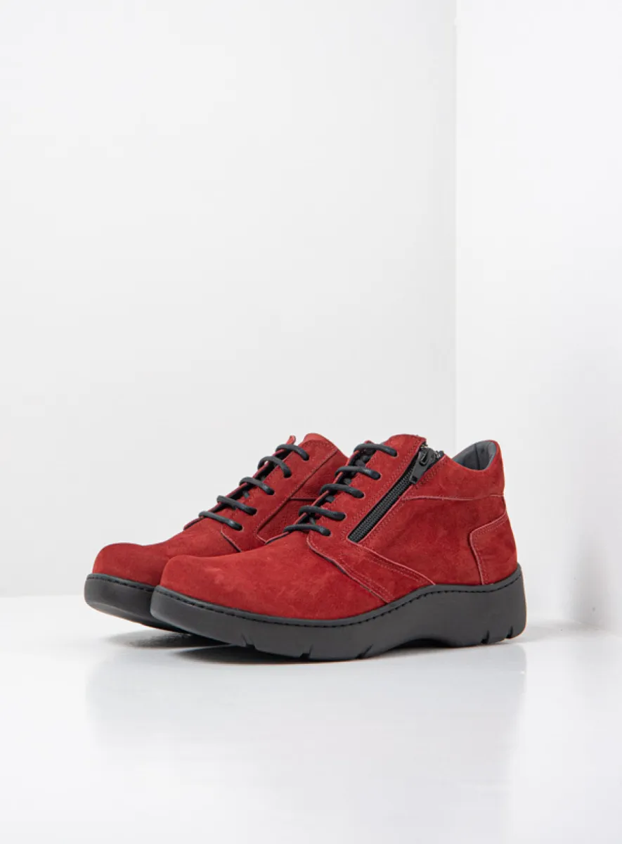 Wolky Annemarie - kersenrood nubuck Hoge veterschoenen voor dames