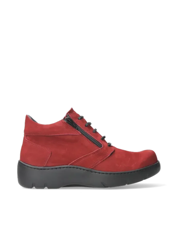 Wolky Annemarie - kersenrood nubuck Hoge veterschoenen voor dames