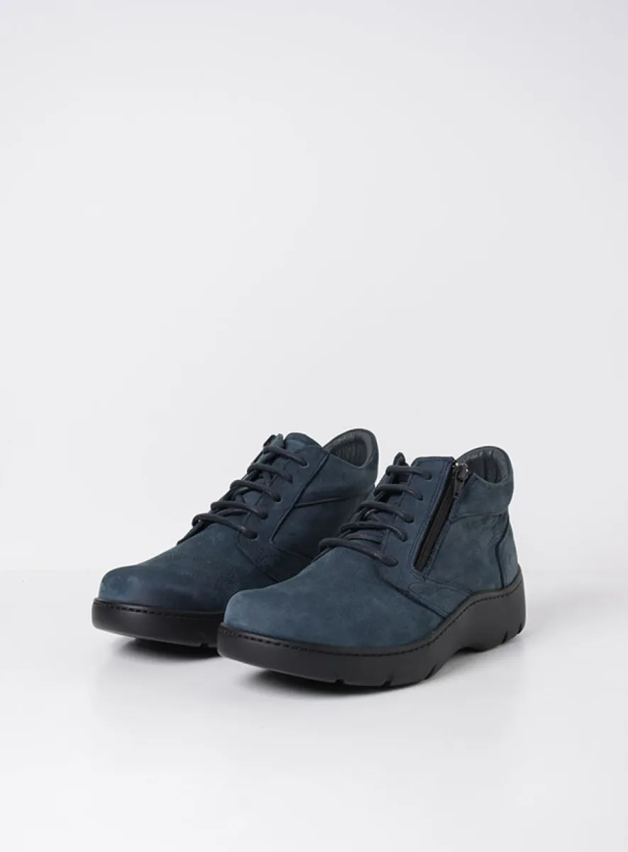 Wolky Annemarie - denimblauw nubuck Hoge veterschoenen voor dames