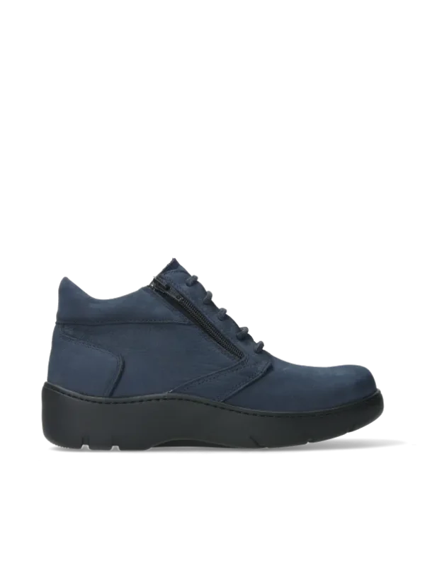 Wolky Annemarie - denimblauw nubuck Hoge veterschoenen voor dames