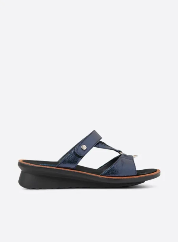 Wolky Isa - blauw metallic leer Slippers voor dames