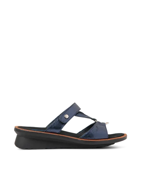 Wolky Isa - blauw metallic leer Slippers voor dames