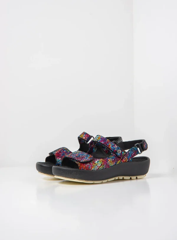 Wolky Brasilia - multi-zwart suede Sandalen voor dames