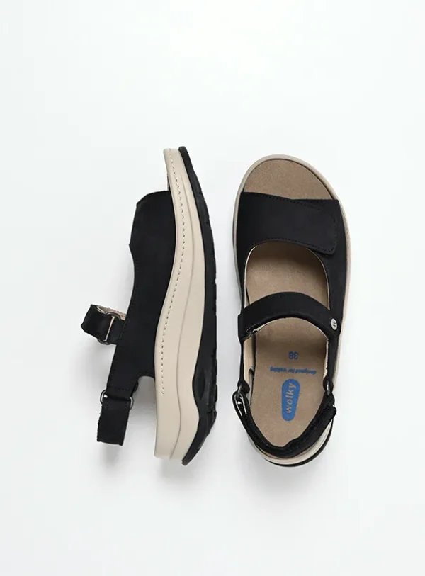 Wolky Adura - zwart nubuck Sandalen voor dames