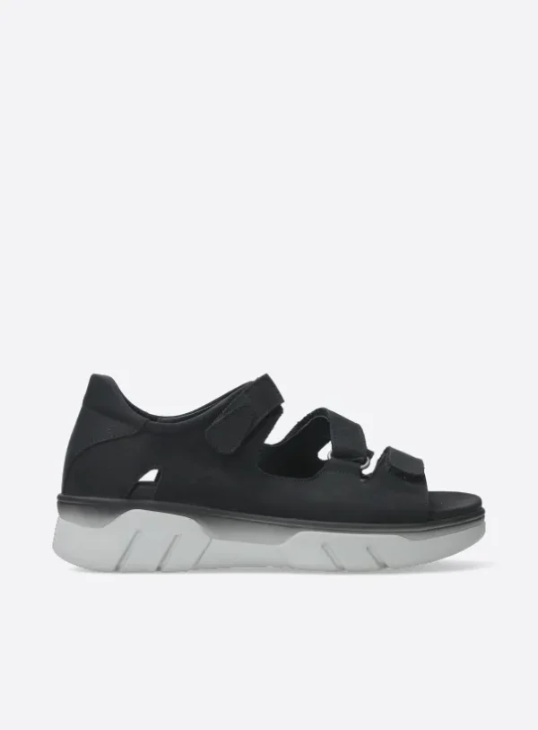 Wolky Blaze - zwart nubuck Sandalen voor dames