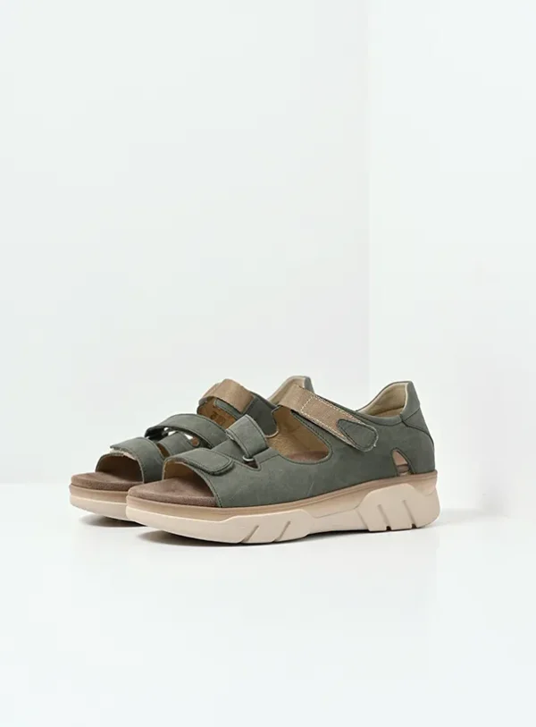 Wolky Blaze - saliegroen nubuck Sandalen voor dames