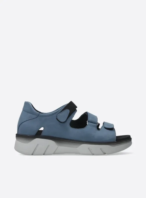 Wolky Blaze - jeansblauw nubuck Sandalen voor dames