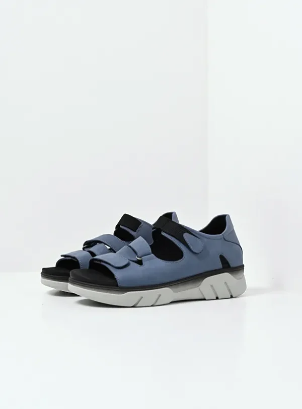 Wolky Blaze - jeansblauw nubuck Sandalen voor dames