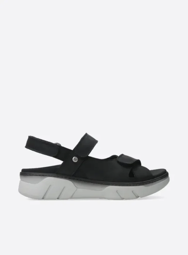 Wolky Rapid - zwart nubuck Sandalen voor dames