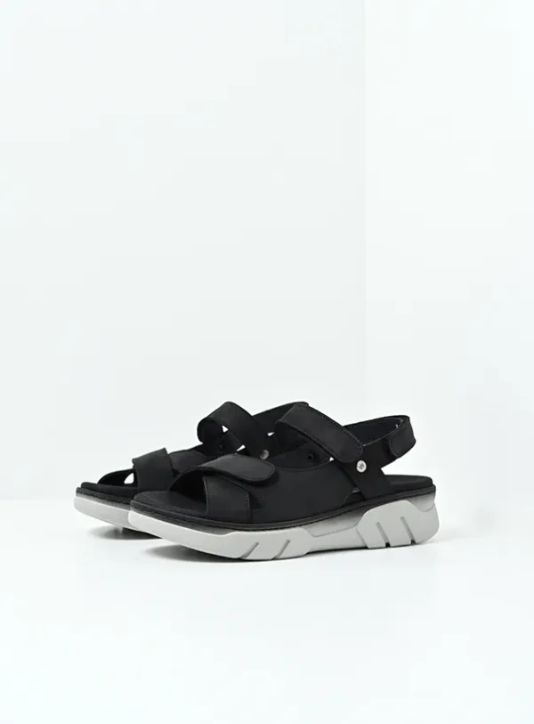 Wolky Rapid - zwart nubuck Sandalen voor dames