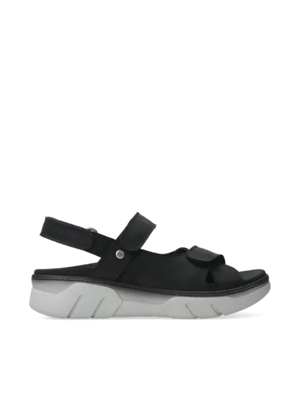 Wolky Rapid - zwart nubuck Sandalen voor dames