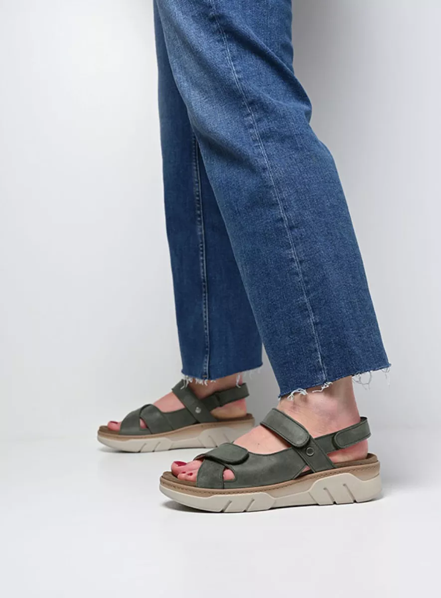 Wolky Sandalen met los voetbed 03426 Rapid 12701 saliegroen nubuck