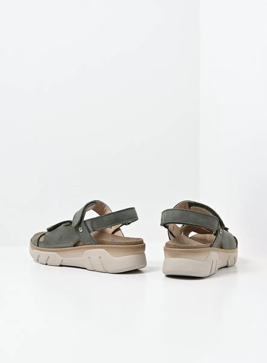Wolky Sandalen met los voetbed 03426 Rapid 12701 saliegroen nubuck