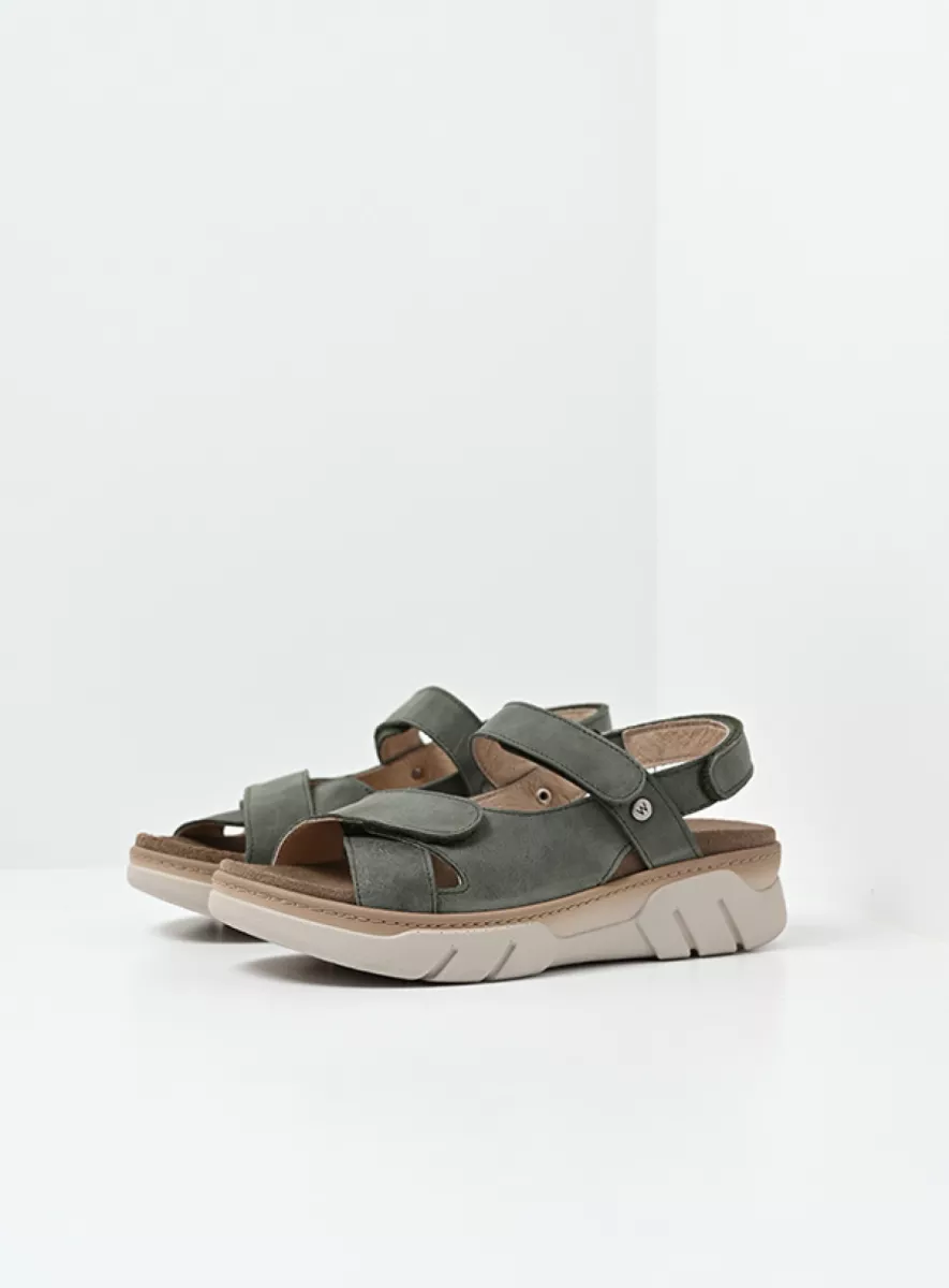 Wolky Sandalen met los voetbed 03426 Rapid 12701 saliegroen nubuck