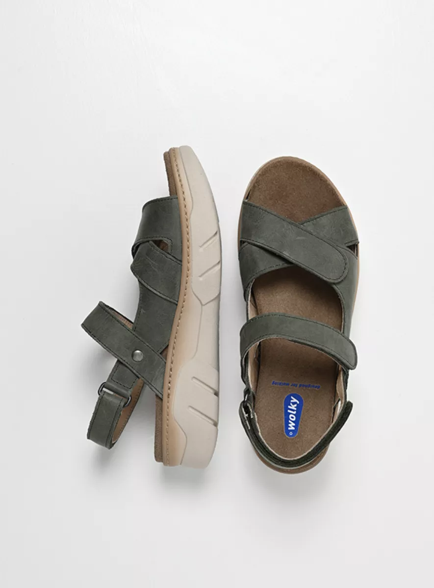 Wolky Sandalen met los voetbed 03426 Rapid 12701 saliegroen nubuck