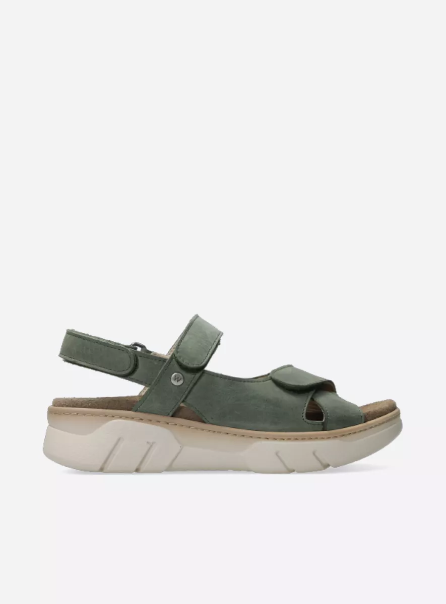 Wolky Sandalen met los voetbed 03426 Rapid 12701 saliegroen nubuck