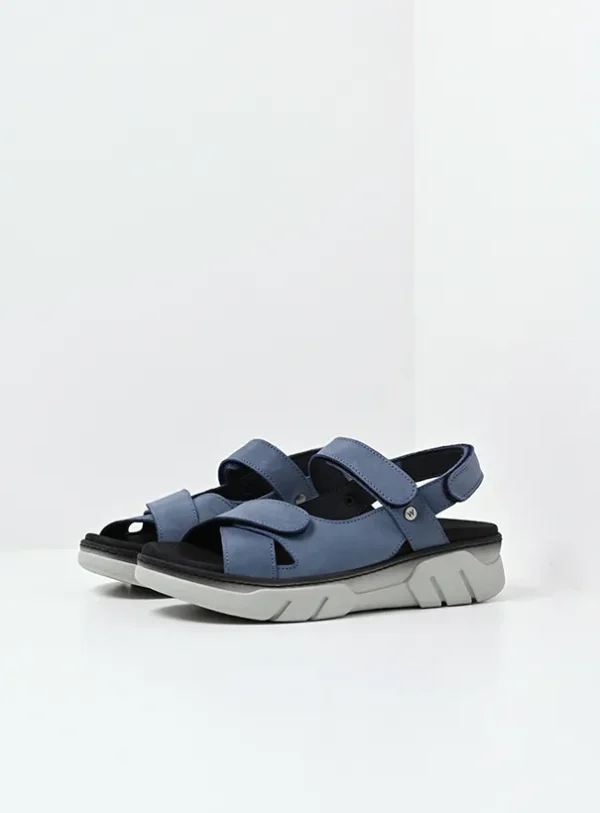 Wolky Rapid - jeansblauw nubuck Sandalen voor dames