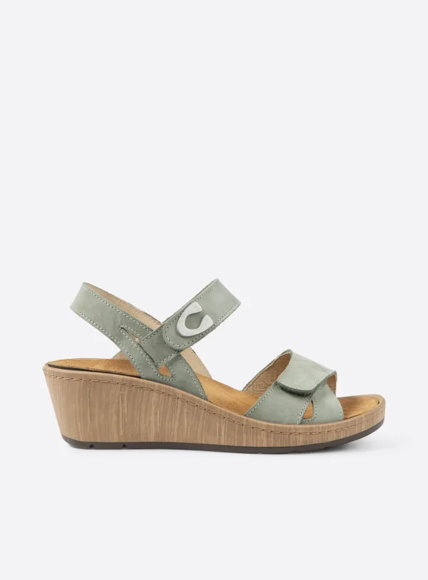 Wolky Sanibel - saliegroen effectleer Sandalen voor dames