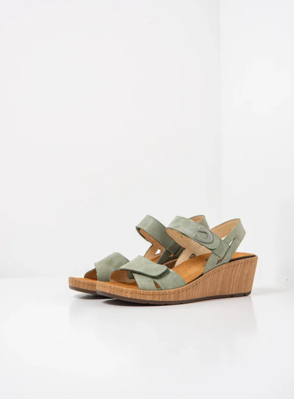 Wolky Sanibel - saliegroen effectleer Sandalen voor dames