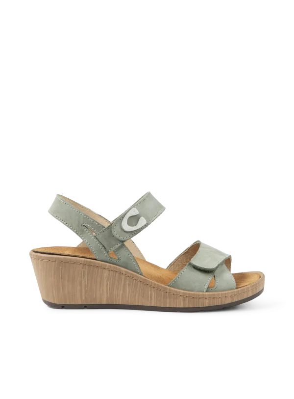 Wolky Sanibel - saliegroen effectleer Sandalen voor dames