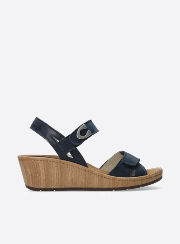 Wolky Sanibel - denimblauw effectleer Sandalen voor dames