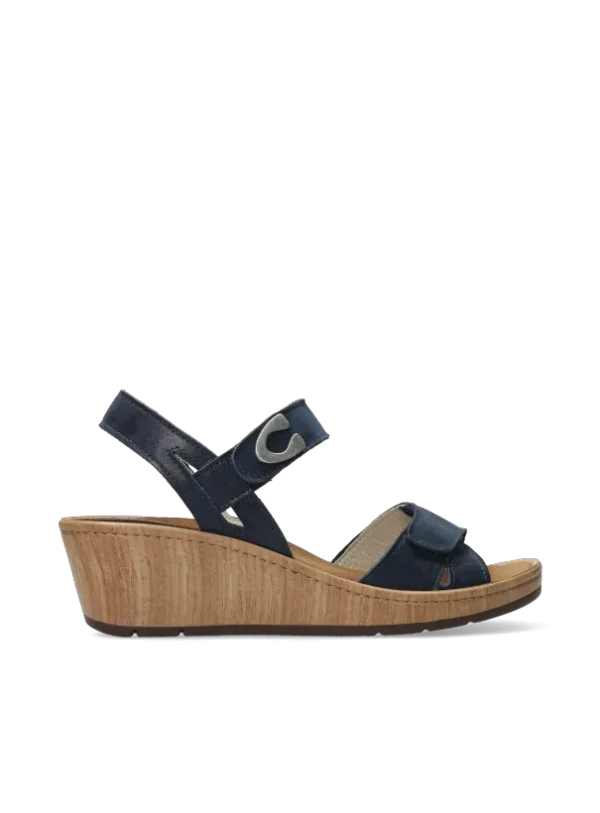 Wolky Sanibel - denimblauw effectleer Sandalen voor dames