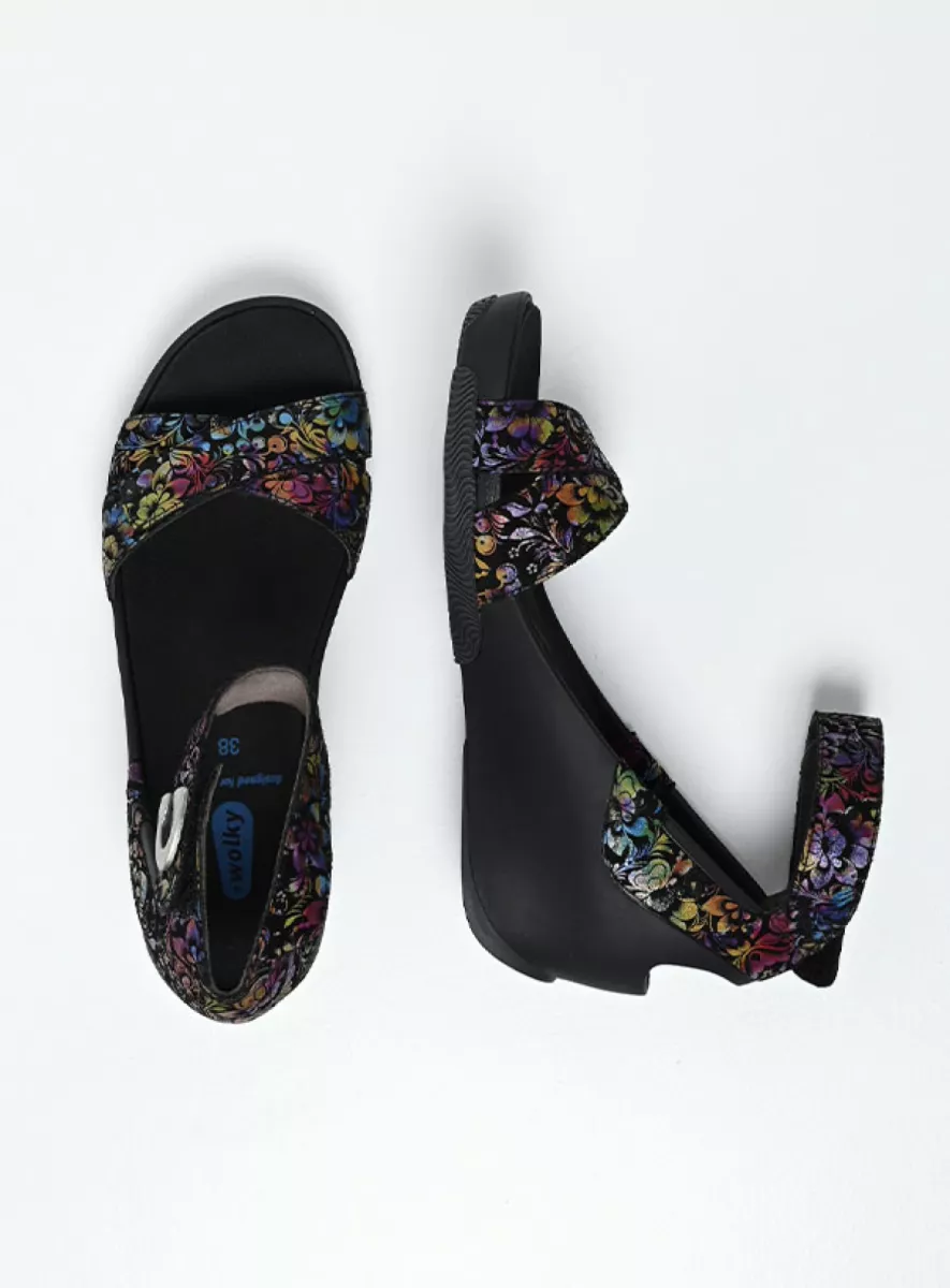Wolky Sandalen 03776 Era 47999 zwart/multi flower nubuck
