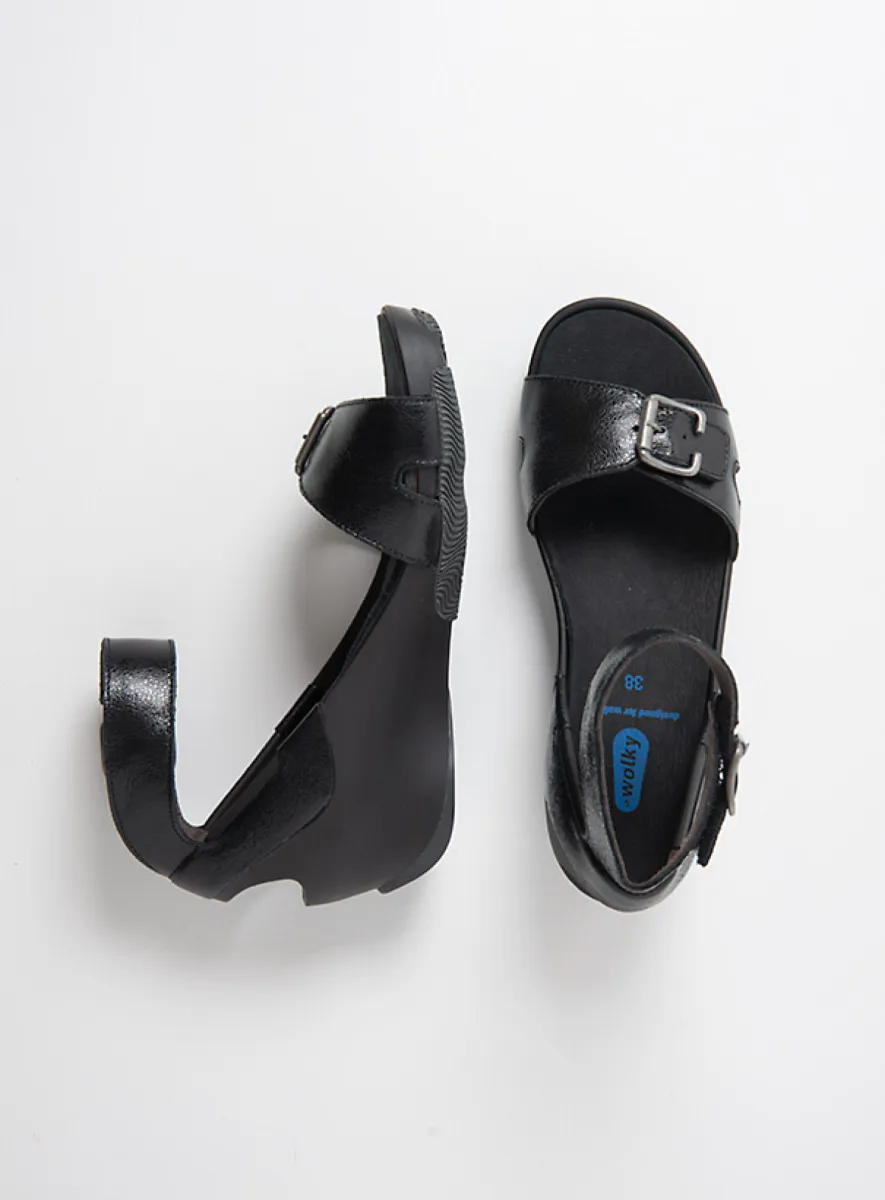 Wolky Sandalen 03777 Eraza 23000 zwart metallic leer