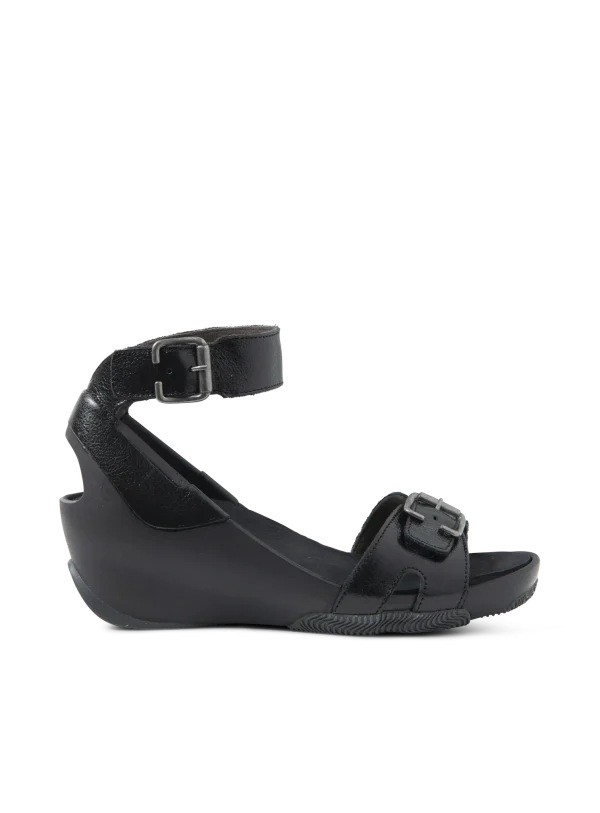 Wolky Eraza - zwart metallic leer Sandalen voor dames