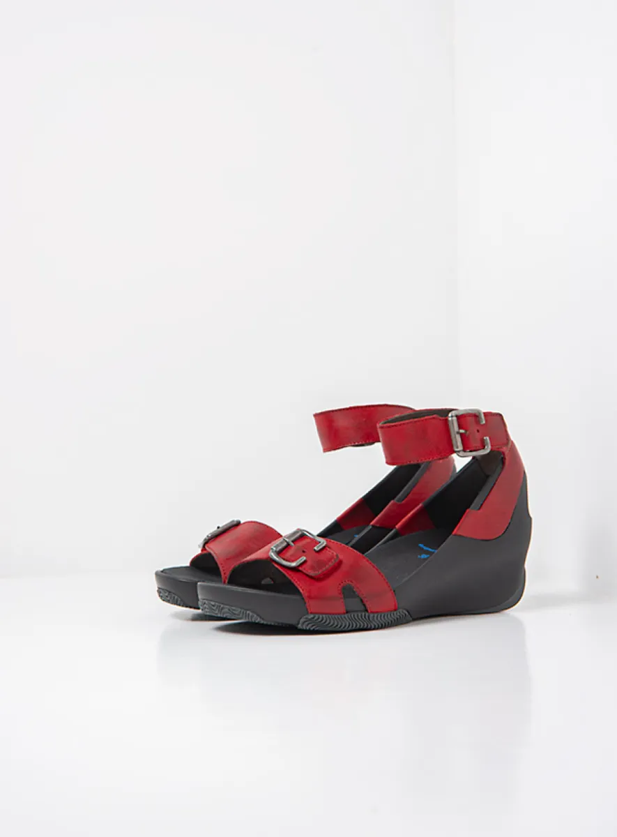 Wolky Eraza - rood leer Sandalen voor dames