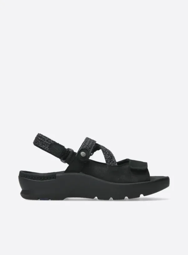 Wolky Lisse - zwart nubuck Sandalen voor dames