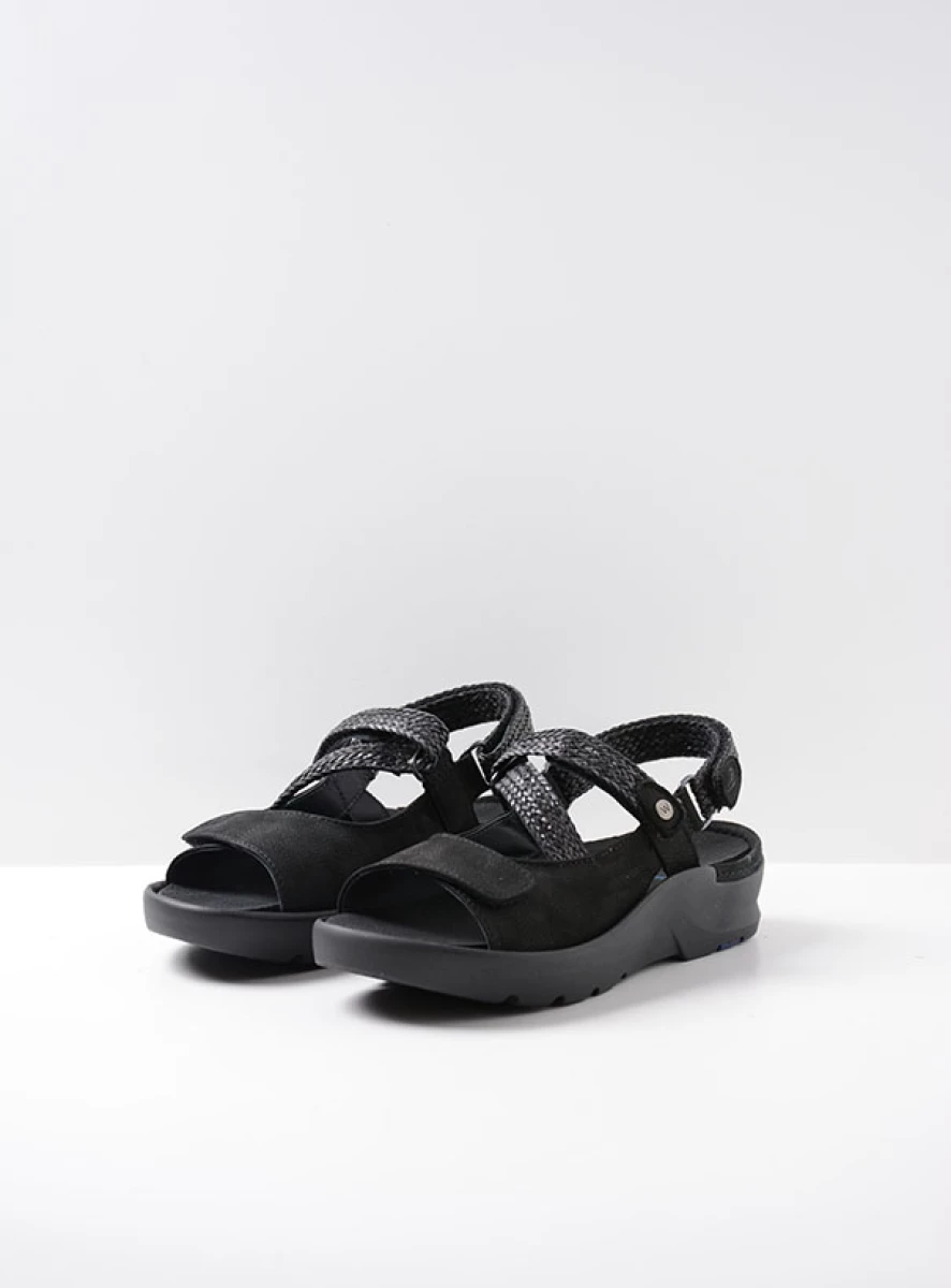 wolky sandalen 03925 lisse 11001 zwart nubuck front