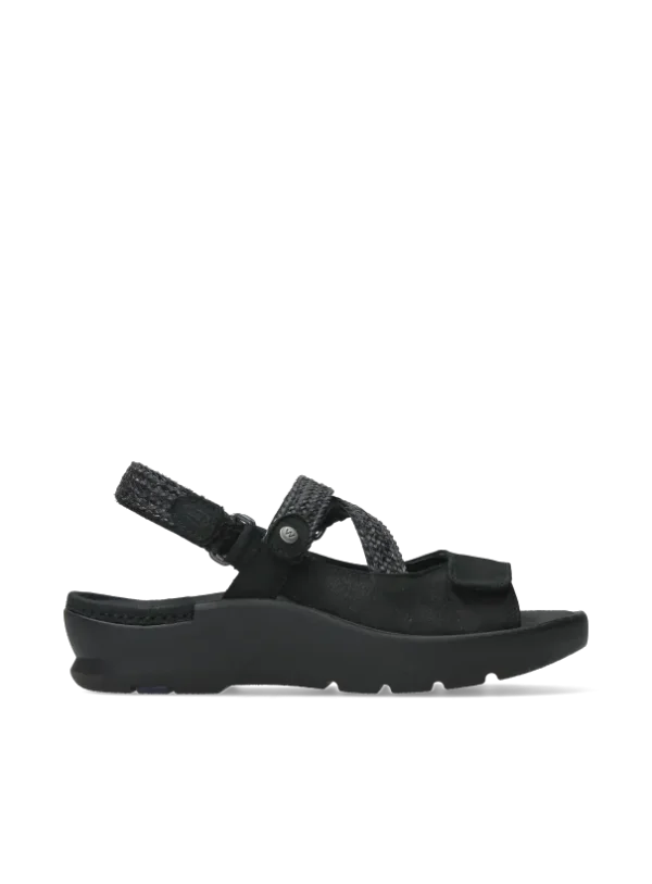 Wolky Lisse - zwart nubuck Sandalen voor dames