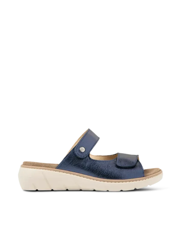 Wolky Cyprus - blauw metallic leer Slippers voor dames