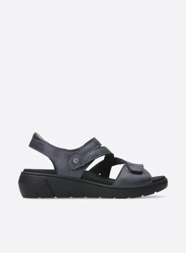 Wolky Ikaria - antraciet leer Sandalen voor dames