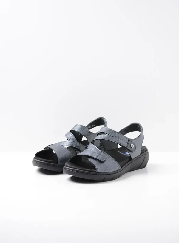 Wolky Ikaria - antraciet leer Sandalen voor dames